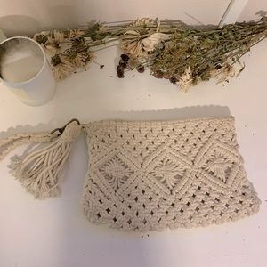 Cream wristlet purse